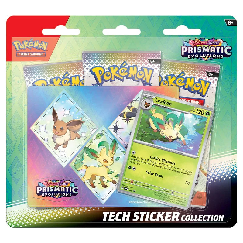 Pokemon Prismatic Evolutions Tech Sticker Collection Leafeon